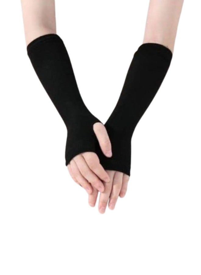 Cotton Short Wrist Gloves – Black Color – Pack of 2 – Comfortable Daily Use